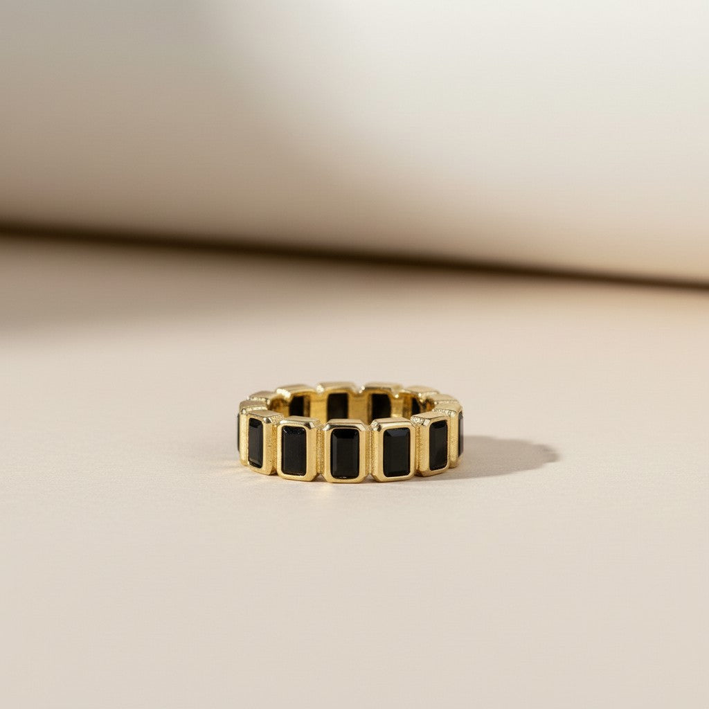 18K Gold Filled Chunky CZ Eternity Band Ring - Statement Ring for Women