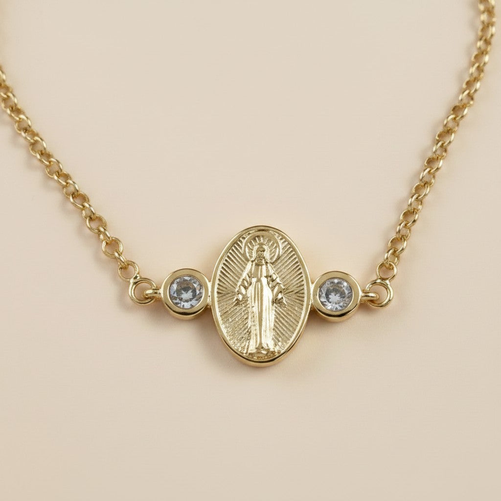 🙏 18k Gold Filled Lady of Grace Bracelet — Faith and Beauty, Worn at the Wrist.