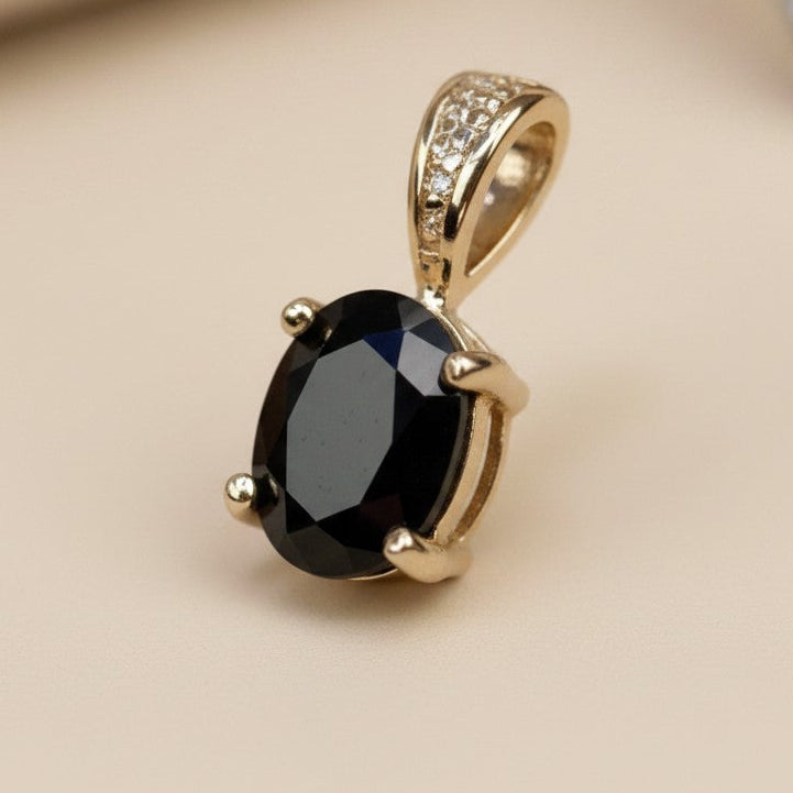⚫ 18k Gold Filled Black Oval CZ Pendant — Deep. Graphic. Worn Alone or Alongside.