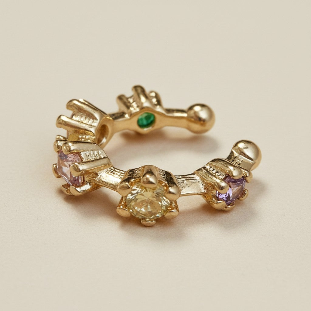 🌸 18k Gold Filled Pastel CZ Ear Cuff — Multiple Soft Colors. One Effortless Ear.