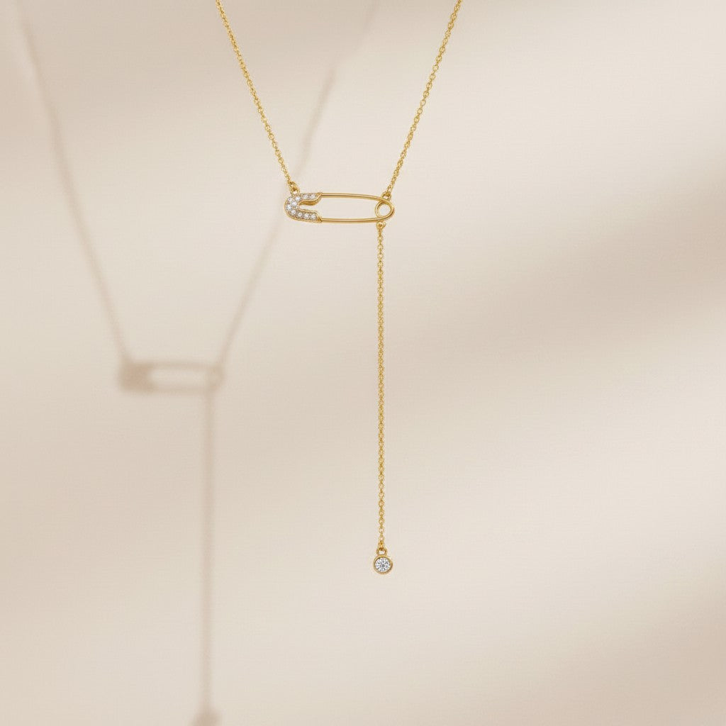 18k Gold Filled Safety Pin Necklace