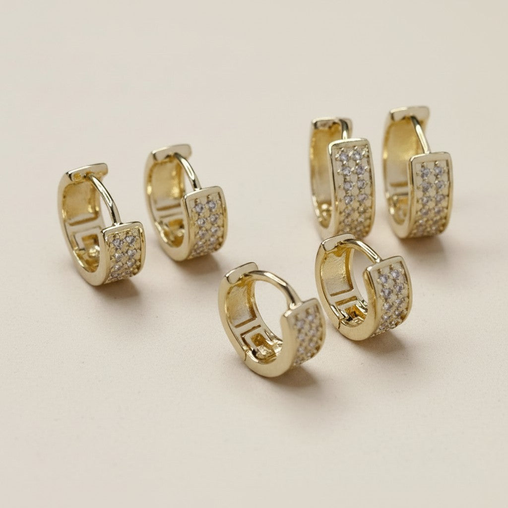 ✨ 18k Gold Filled Wide CZ Clicker Hoop Earrings — More Width. More Sparkle. Three Sizes.