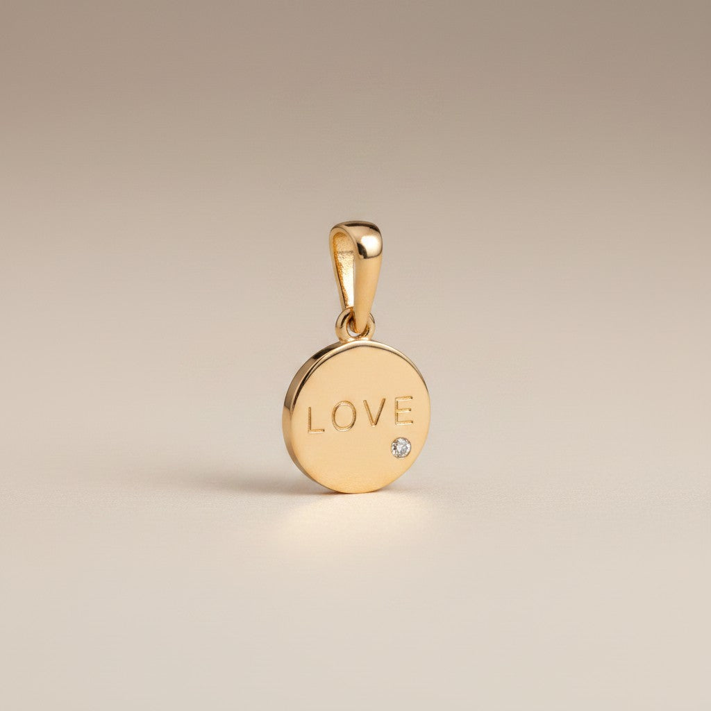💛 18k Gold Filled LOVE Inscription CZ Pendant — Four Letters in Gold. One Stone. Everything Said.