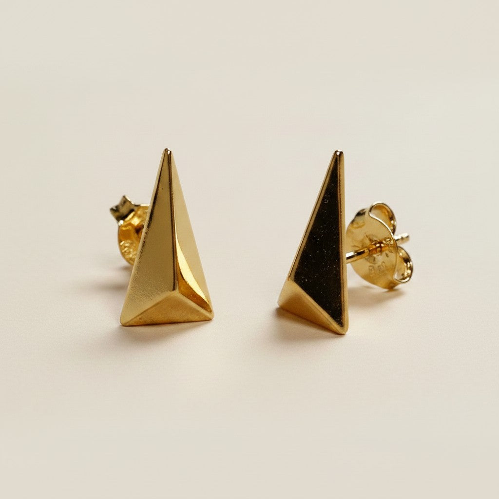 ✨ 18k Gold Filled Elongated Triangle Stud Earrings — The Sharpest Silhouette. The Most Architectural Stud.