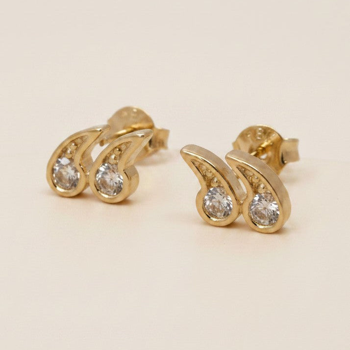 ✨ 18k Gold Filled Quotation Mark CZ Stud Earrings — Two Teardrops. One Unforgettable Shape.