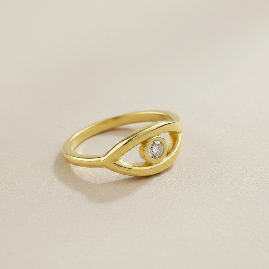 18K Gold Filled CZ Eye Ring