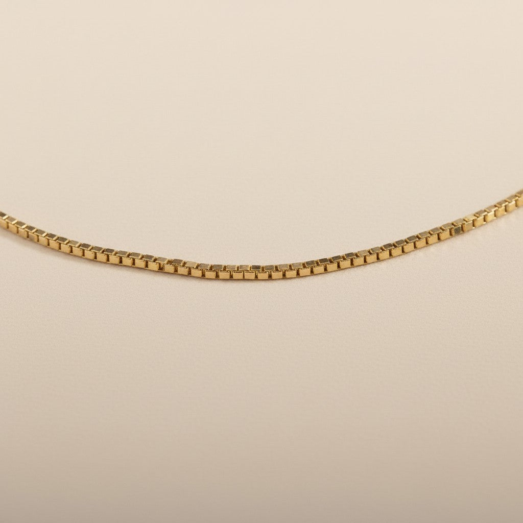 Box Chain Necklace for Women - 1mm Delicate Gold Chain