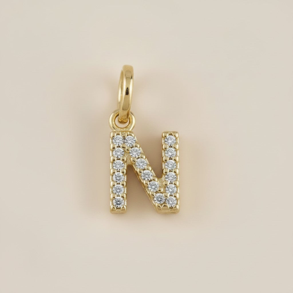 18k Gold Filled Initial Letter CZ Charm | Personalized Sparkle