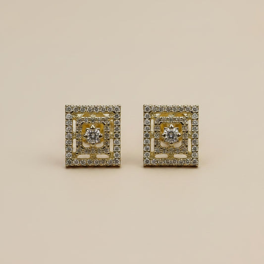 18k Gold Filled Micro CZ Princess Cut Stud Earrings | Everyday Sparkle