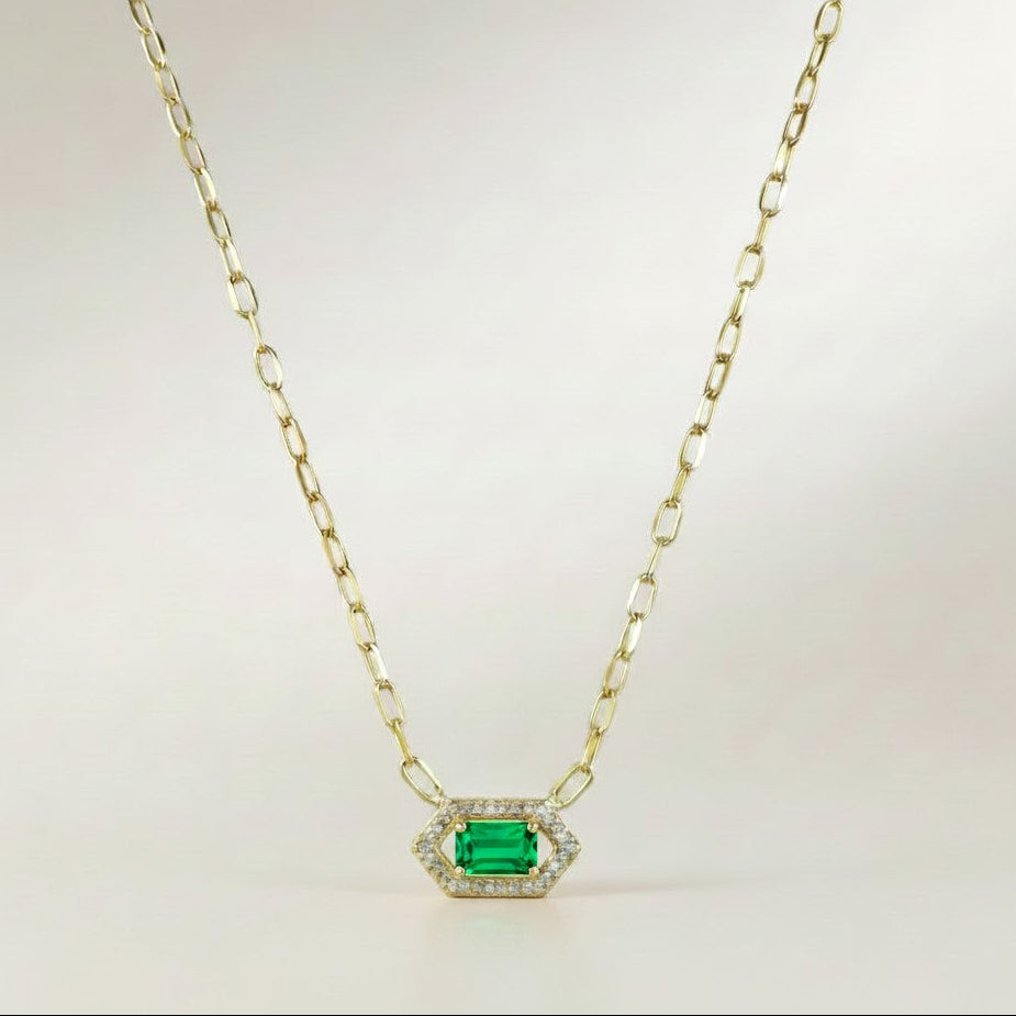 18k Gold Vermeil Birthstone Baguette Necklace — Wear Your Month. Every Single Day.