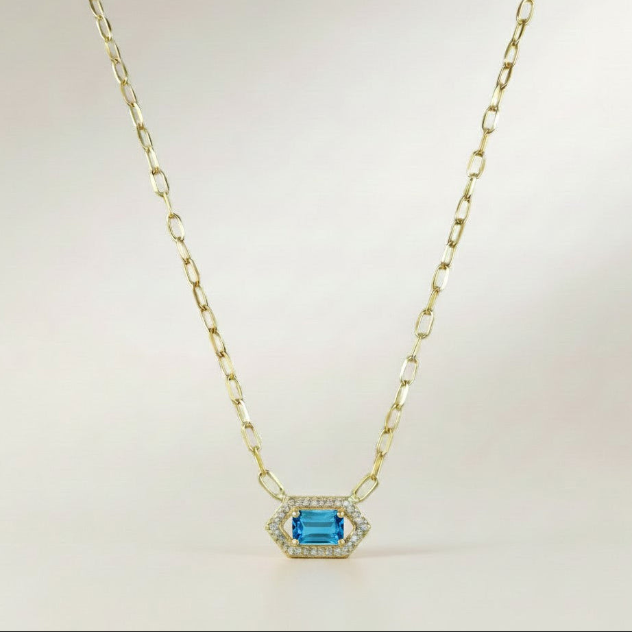 18k Gold Vermeil Birthstone Baguette Necklace — Wear Your Month. Every Single Day.