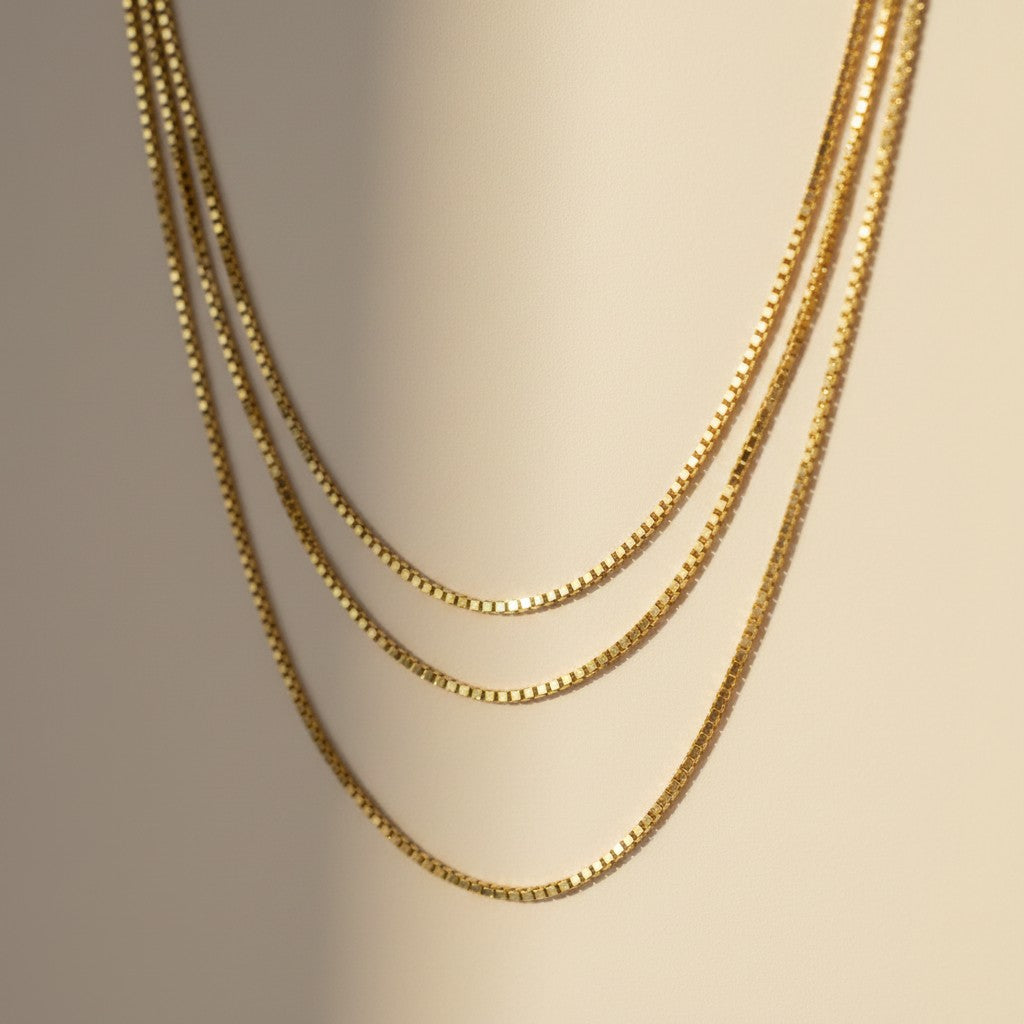 ✨ 18k Gold Filled 2mm Box Chain Necklace — The Box Chain, Finally at Its Best Width. Three Lengths.