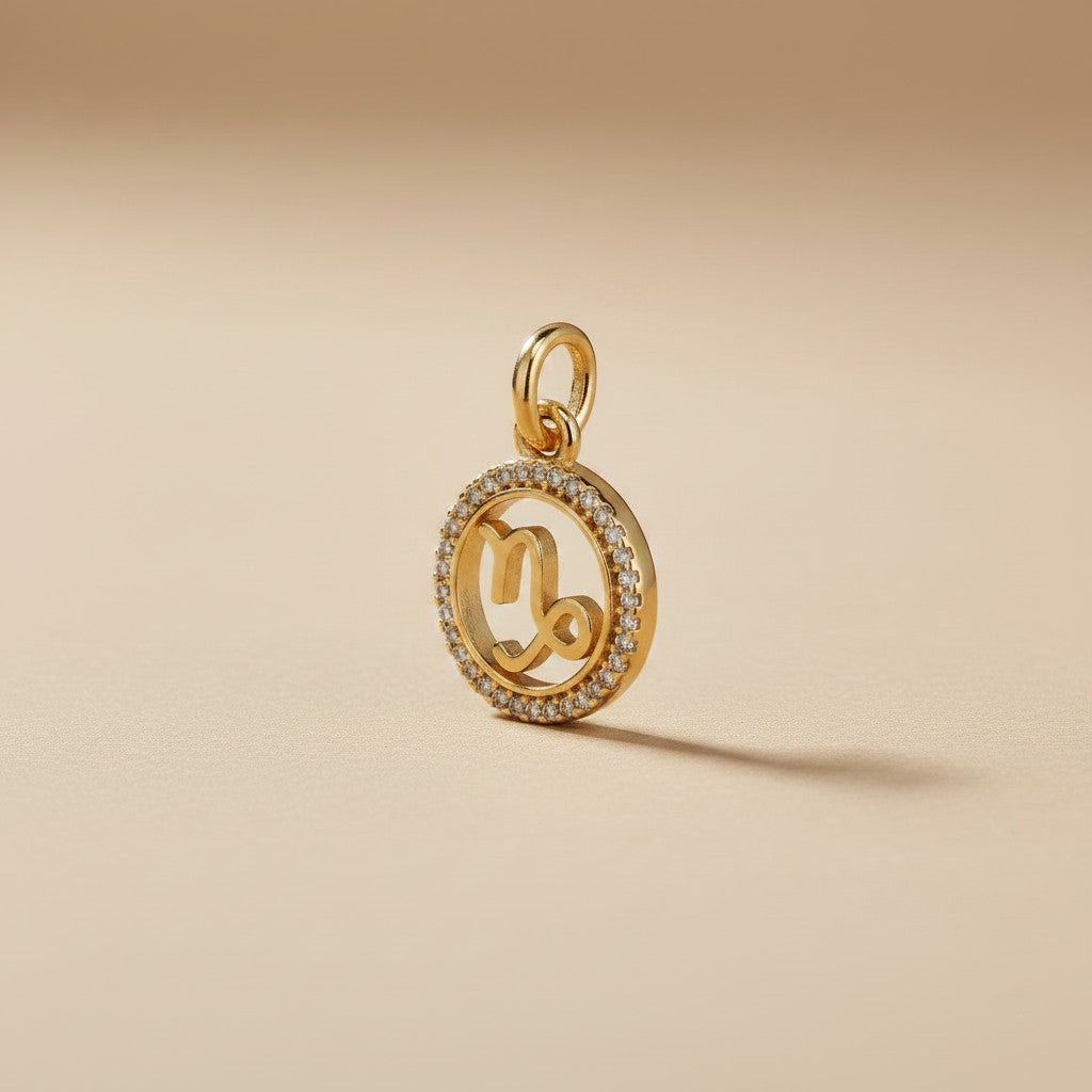 ♑ 18k Gold Filled Mini Capricorn Zodiac Pendant — The Sea-Goat's Glyph. AAAAA CZ. Worn With Quiet Ambition.