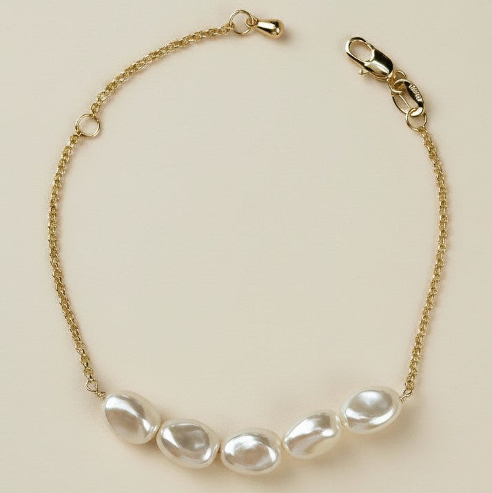 🤍 18k Gold Filled Baroque Pearl Bracelet — Nature's Most Interesting Pearl. On the Wrist.