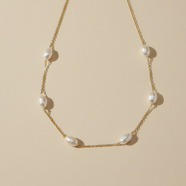 🤍 18k Gold Filled Spaced Baroque Pearl Necklace — Each Pearl Its Own Moment. The Chain Its Own Beauty.