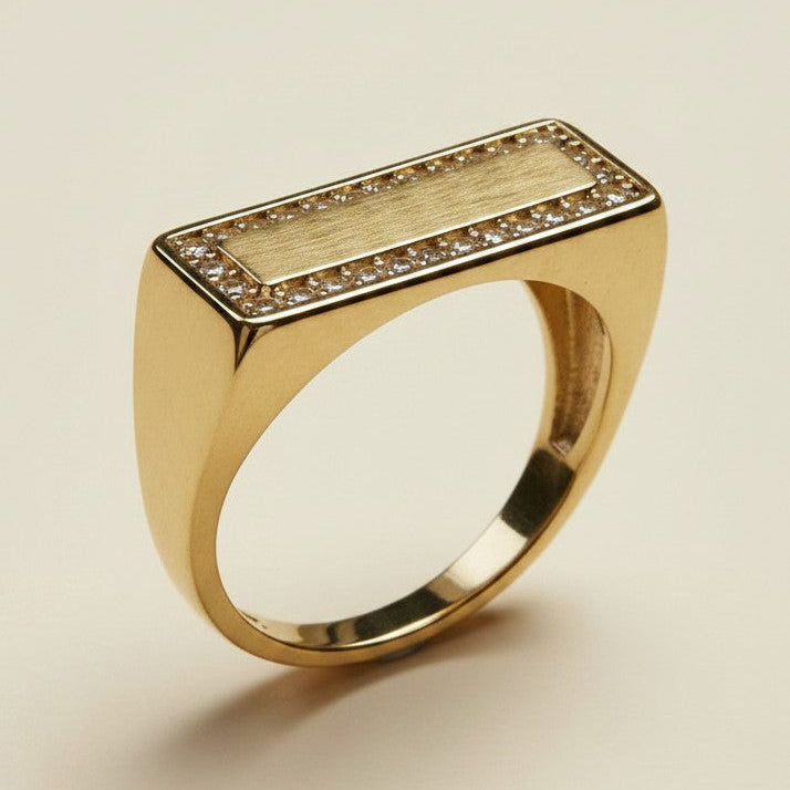 ✨ 18k Gold Filled CZ Flat Top Ring — Architectural Precision. Surface Sparkle. The Statement Ring Done Right.