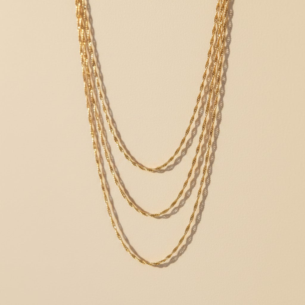 18k Gold Filled 1.7mm Singapore Chain Necklace | Classic Elegance