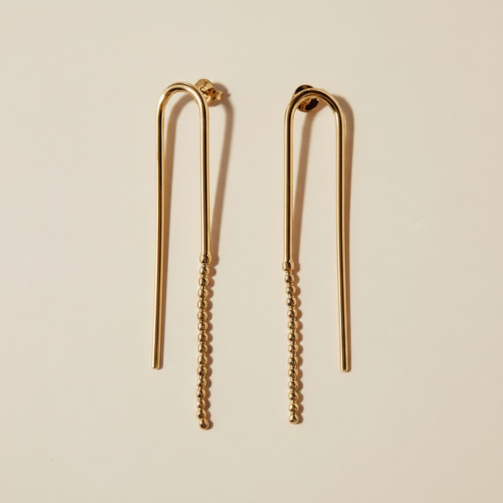 18k Gold Filled Beaded Drop Earrings | Effortless Everyday Elegance