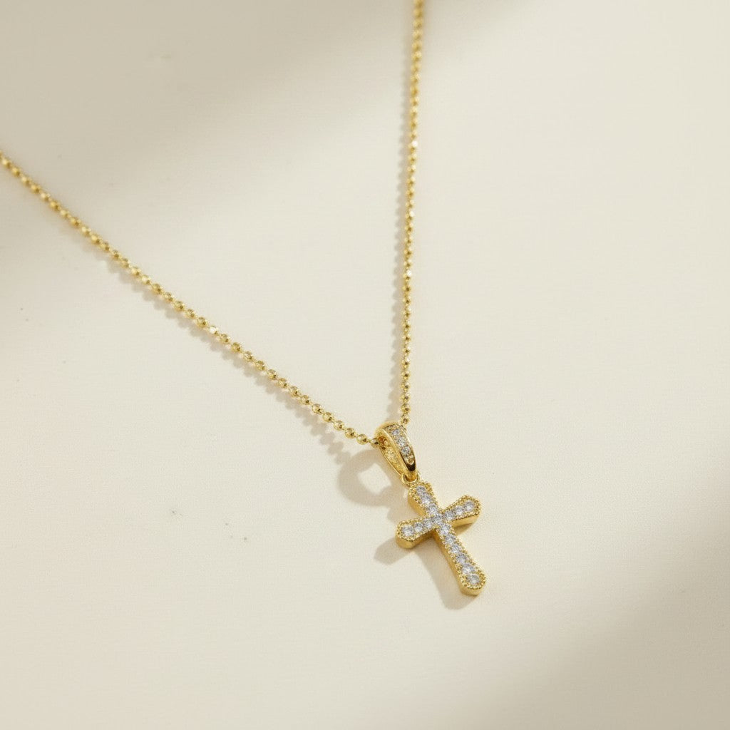✝️ 18k Gold Filled Pavé CZ Cross Necklace — Faith in Every Stone. Tip to Tip.