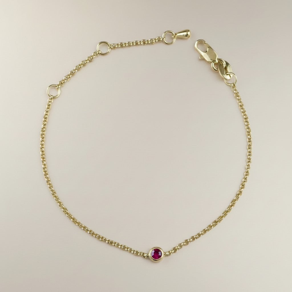 18k Gold Filled Birthstone Bezel Bracelet — Your Color. Your Month. At the Wrist. Always.