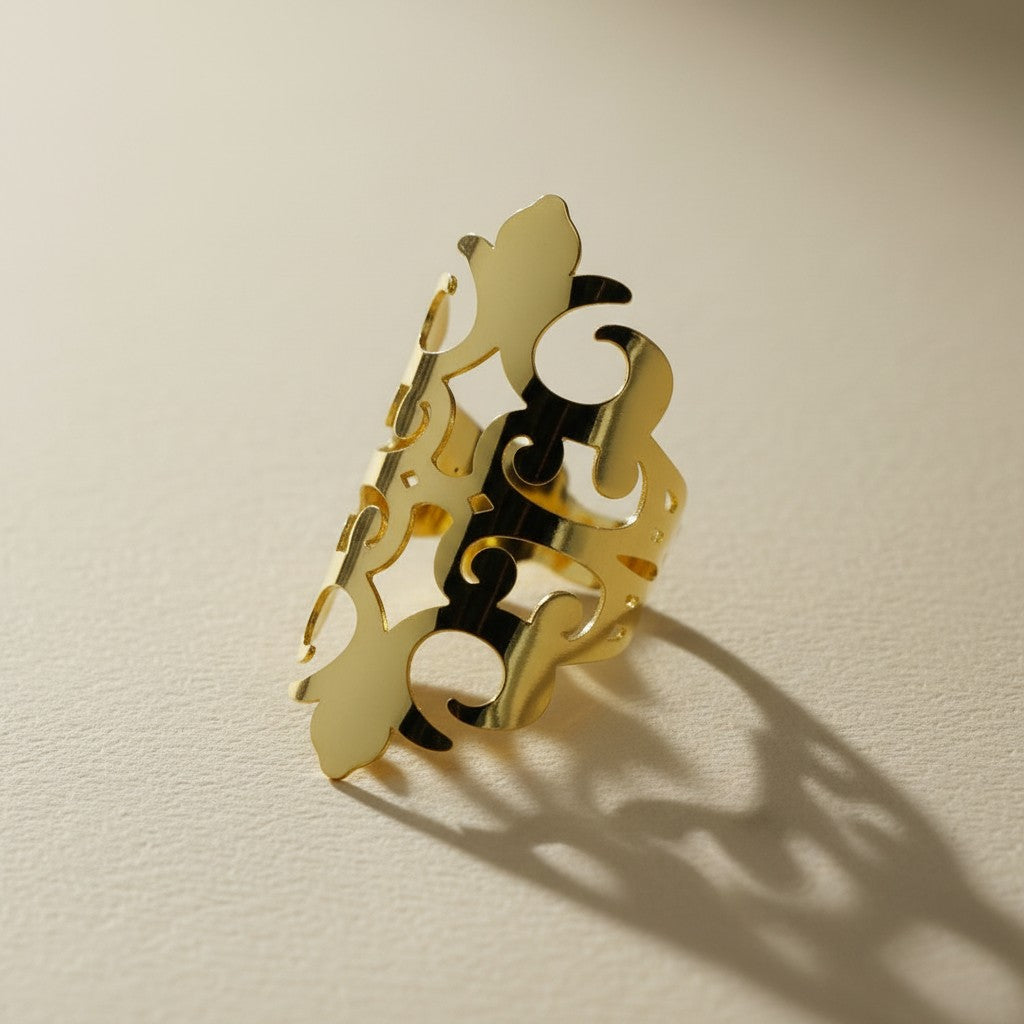 18k Gold Filled Barroco Ring | Adjustable Baroque-Inspired Elegance