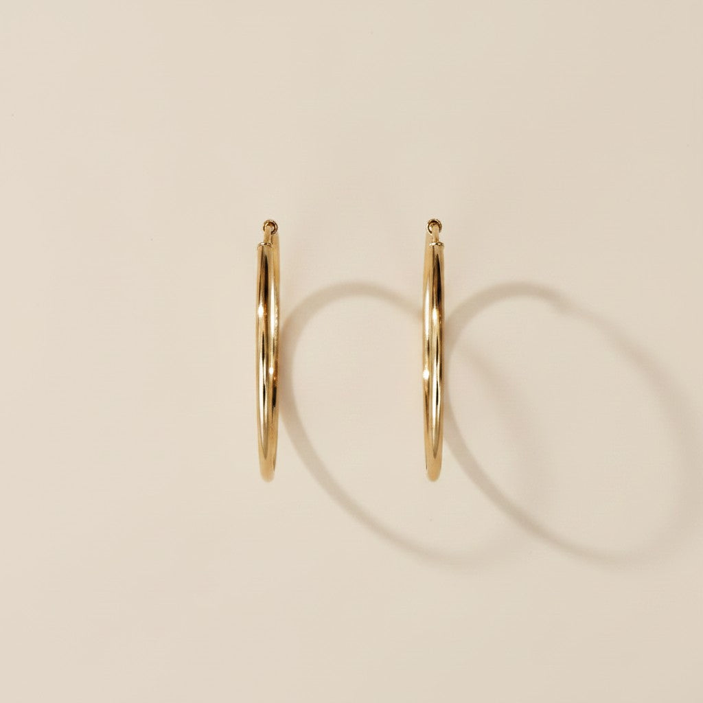 18k Gold Filled 50mm Hollow Continuous Hoop Earrings | Bold Everyday Statement