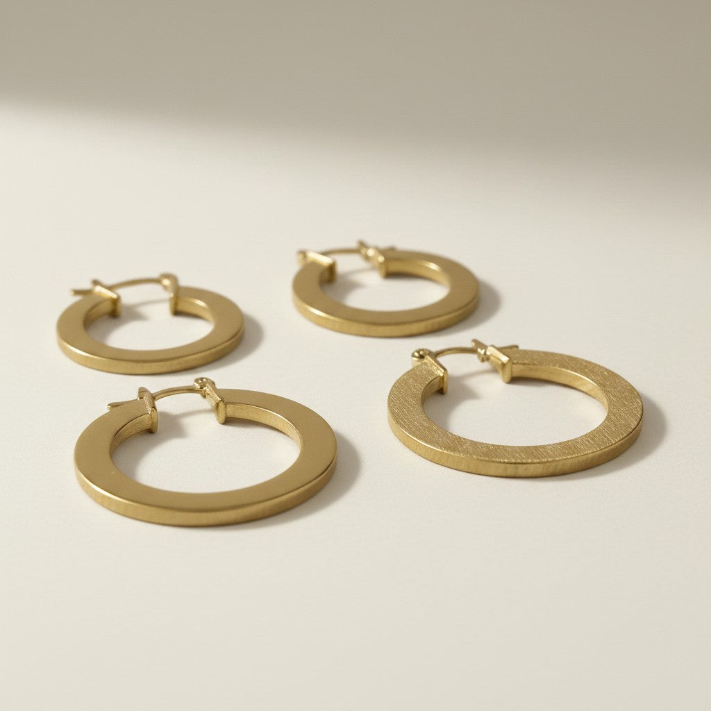 ✨ 18k Gold Filled Flat Hoop Earrings — A Different Face. A Different Light. Two Sizes.