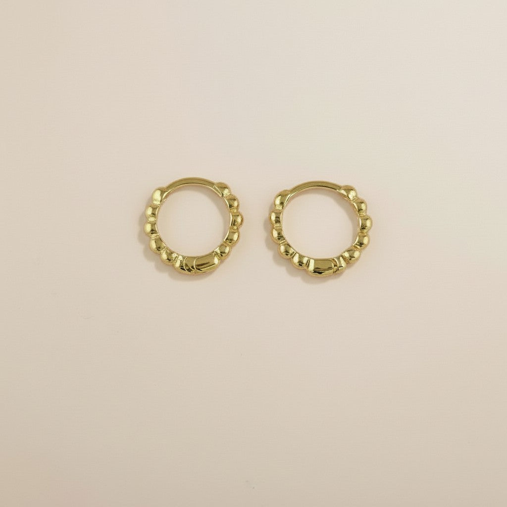 Beaded Clicker Hoop Earrings for Women - Small Gold Hoops