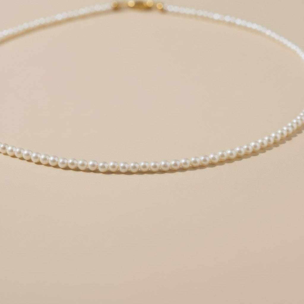 9k Gold Micro Freshwater Pearl Necklace | Understated Luxury