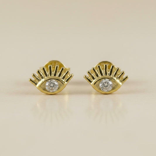 18k Gold Filled CZ Eye Stud Earrings — Playful, Protective & Quietly Magical