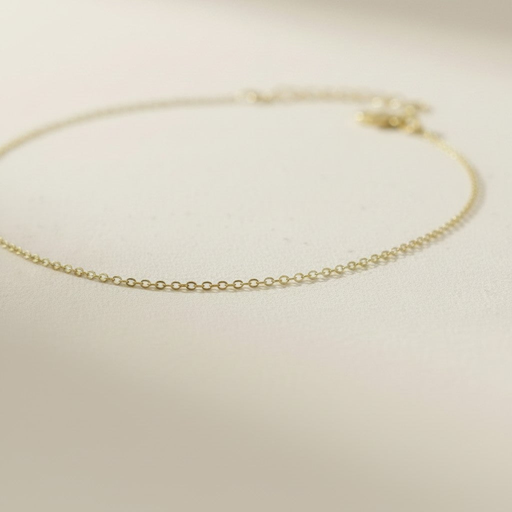 18k Gold Filled Classic Link Chain Anklet | Timeless Sophistication
