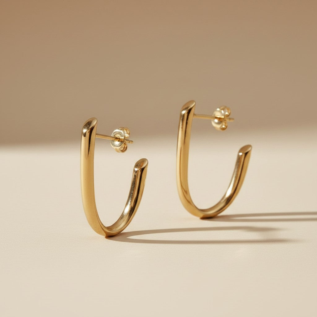 18k Gold Filled J Hoop Earrings | Modern Elegance, Effortless Allure