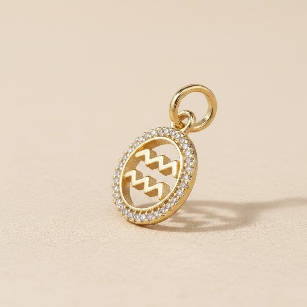 18k Gold Filled Mini Aquarius Zodiac Pendant