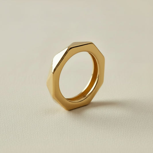 18k Gold Filled Faceted Band Ring