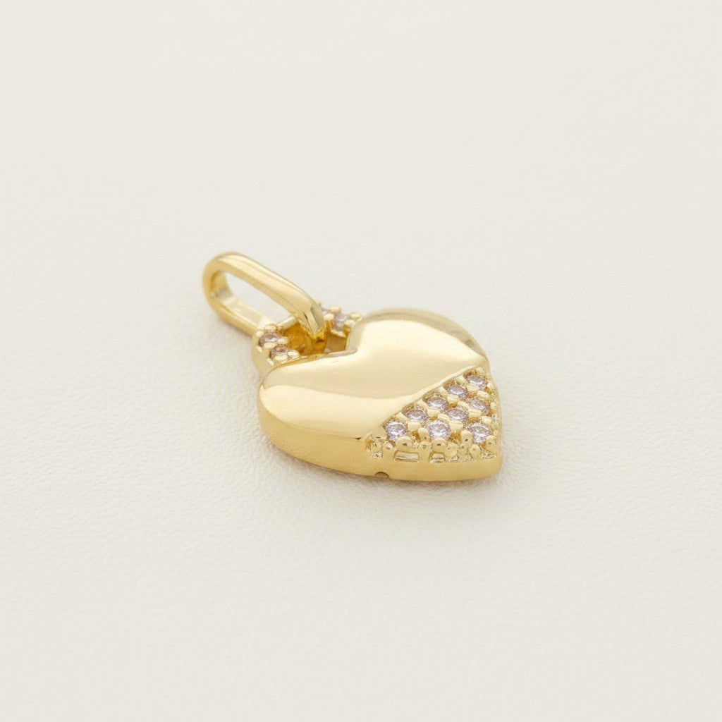💛 18k Gold Filled Heart CZ Pendant — Warm Gold Above. Sparkling Detail Below.