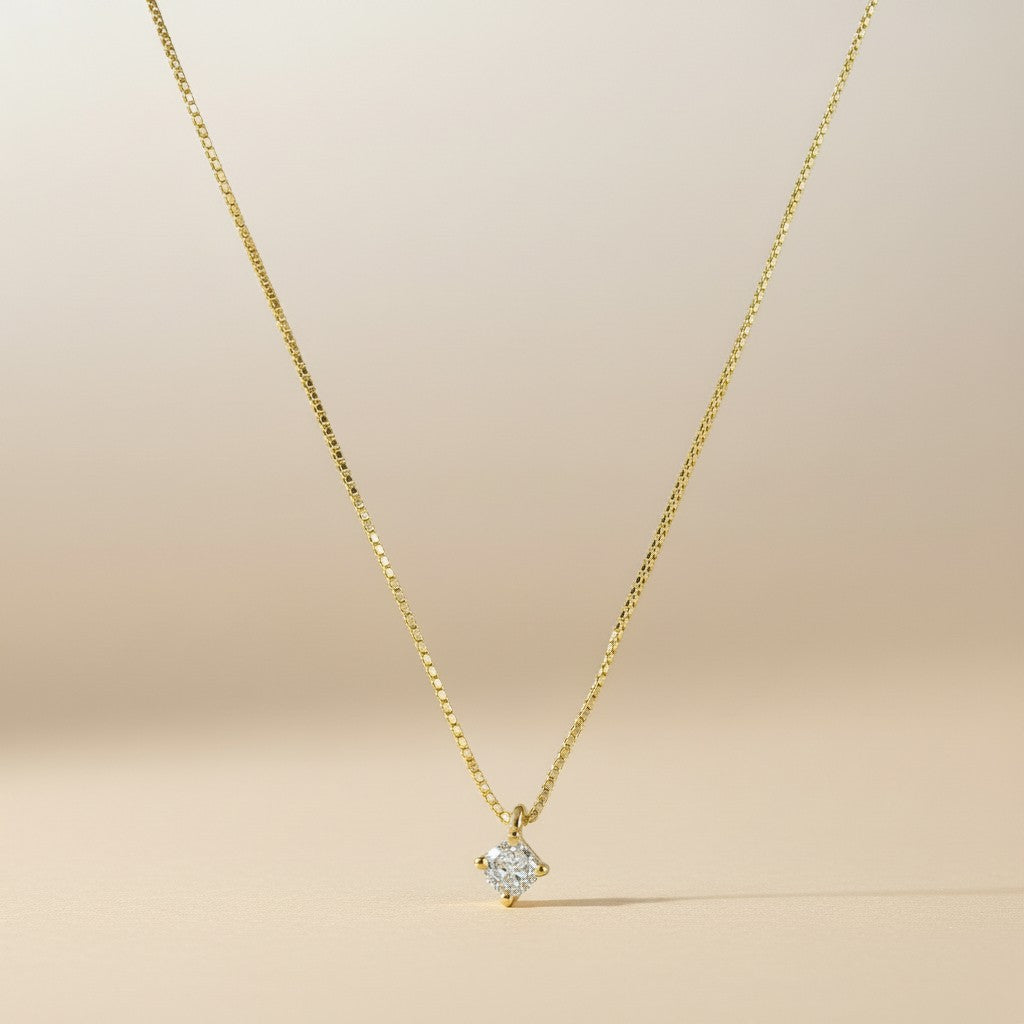 ✨ 18k Gold Filled CZ Solitaire Necklace — One Stone. All the Sparkle You Need.