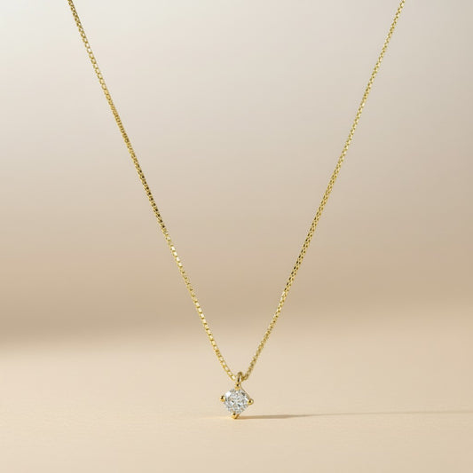 ✨ 18k Gold Filled CZ Solitaire Necklace — One Stone. All the Sparkle You Need.