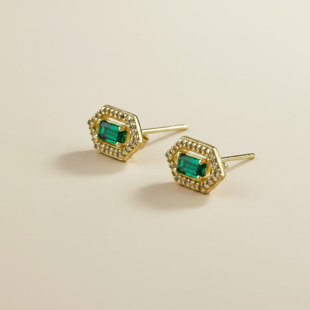 💎 18k Gold Vermeil Birthstone Baguette Earrings — Your Month on Both Ears, Every Day