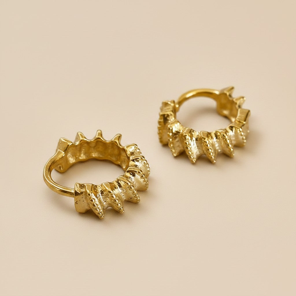 18k Gold Filled Rugged Petite Clicker Hoop Earrings