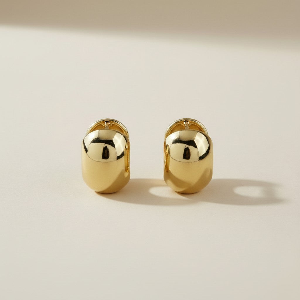 18k Gold Filled Small Chunky Clicker Hoop Earrings