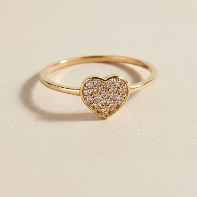 18k Gold Filled CZ Heart Ring — Love, Arranged in Stones. On the Finger. Always.