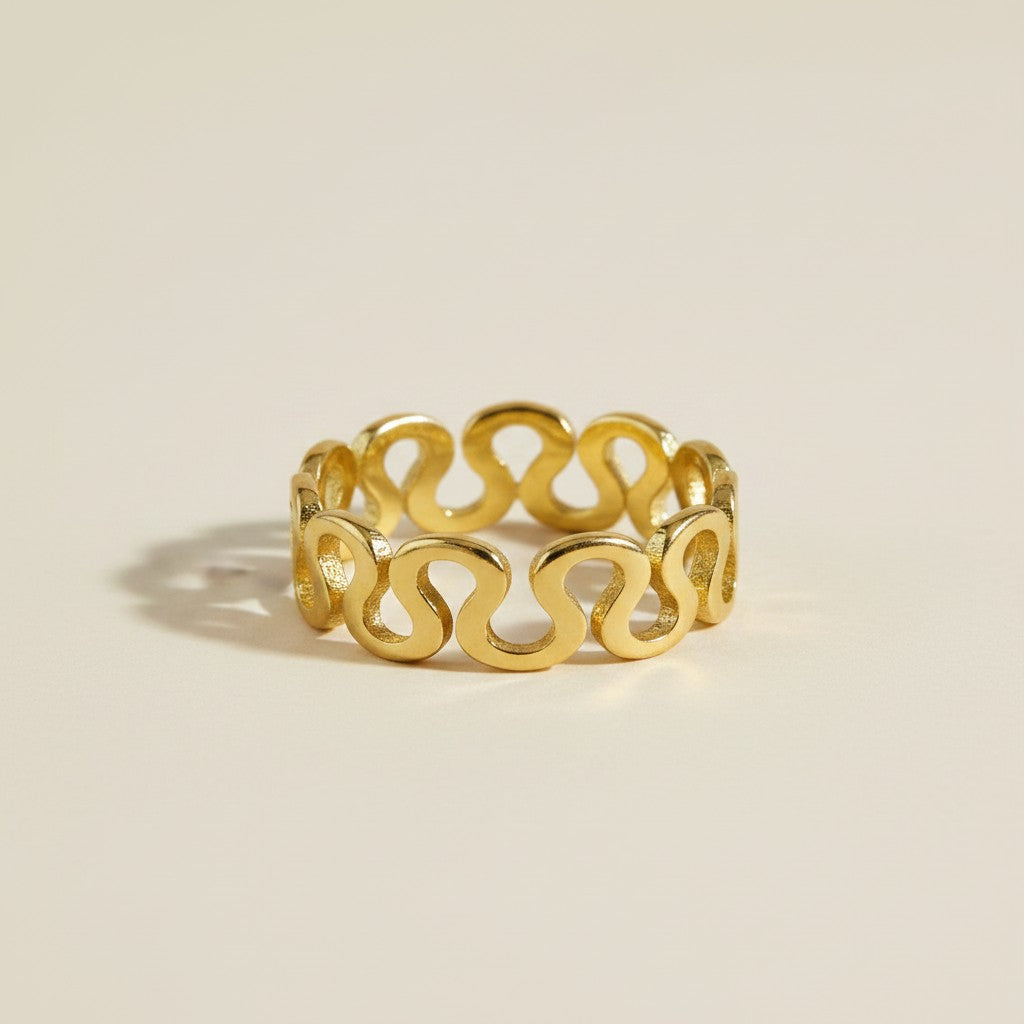 18k Gold Filled Open Wave Ring | Playful Sculptural Texture