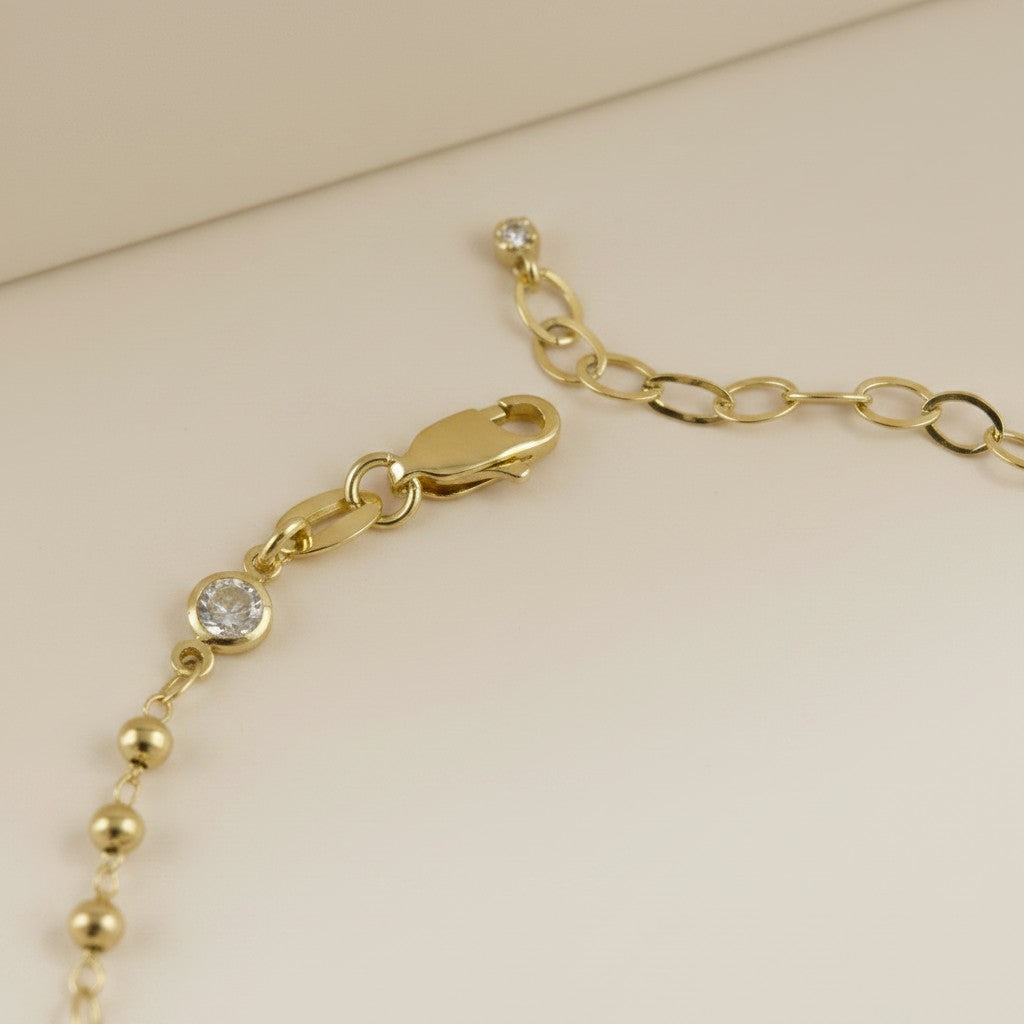 ✨ 18k Gold Filled Bead & CZ Bracelet — Warm Gold. Quiet Sparkle. The Wrist's Perfect Companion.