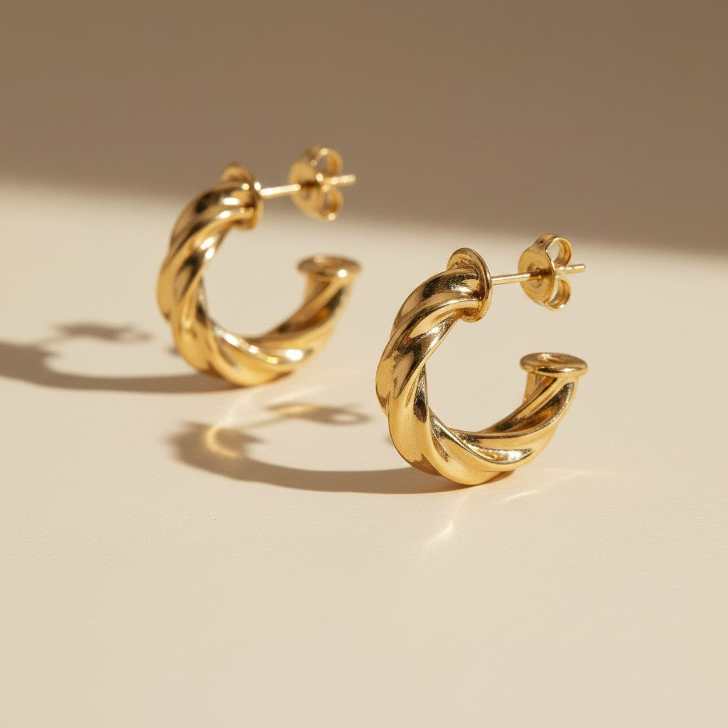 18k Gold Filled Twisted C-Hoop Earrings | See It, Want It, Need It