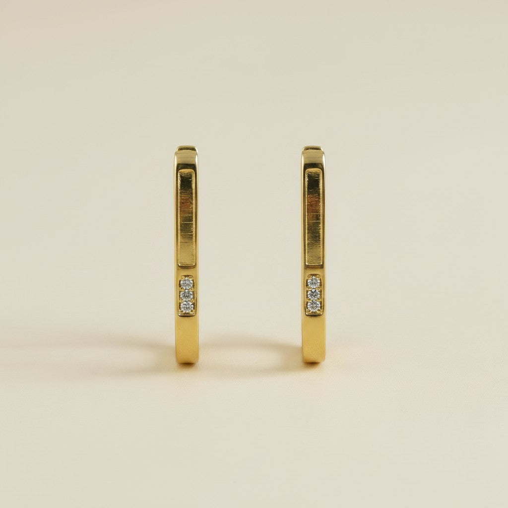 18k Gold Filled Oblong CZ Hoop Earrings | Elongated Sparkle