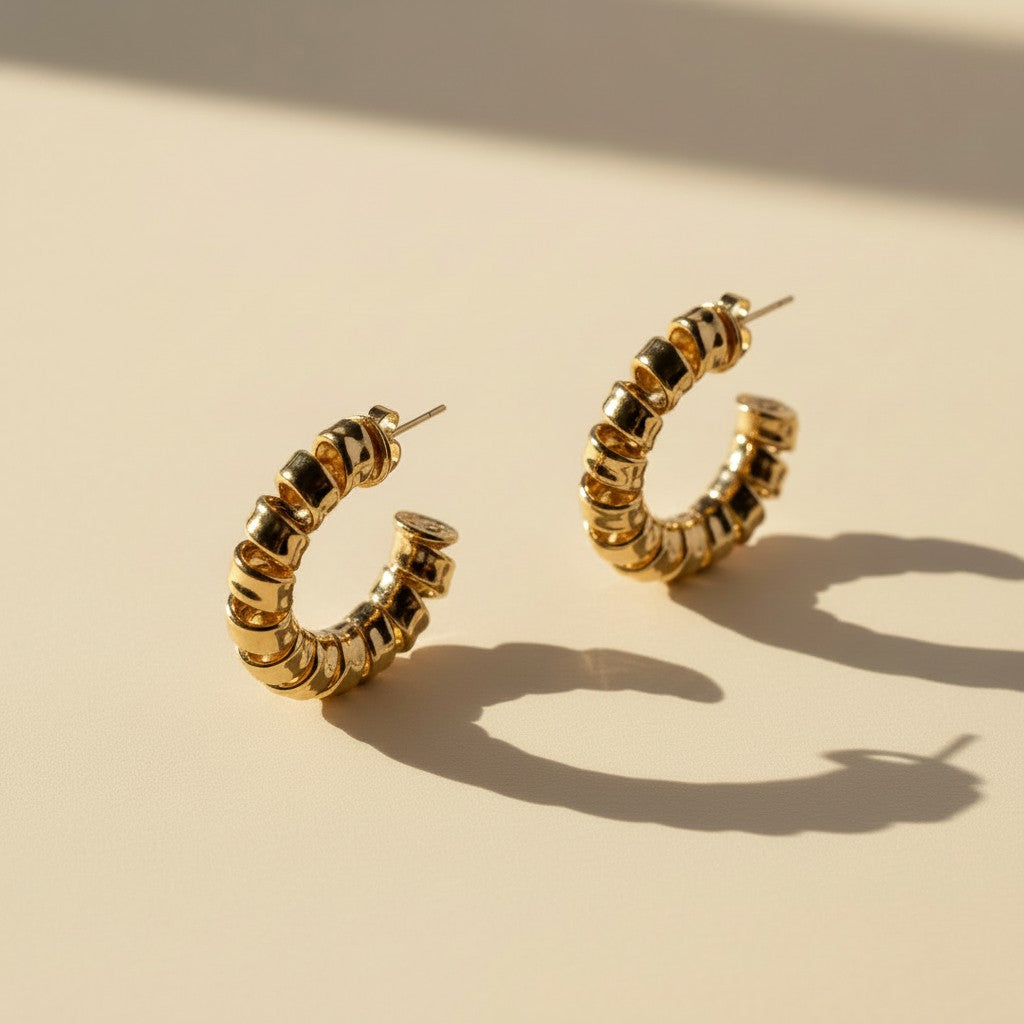 18k Gold Filled Large Curly C-Hoop Earrings | Timeless & Treasured