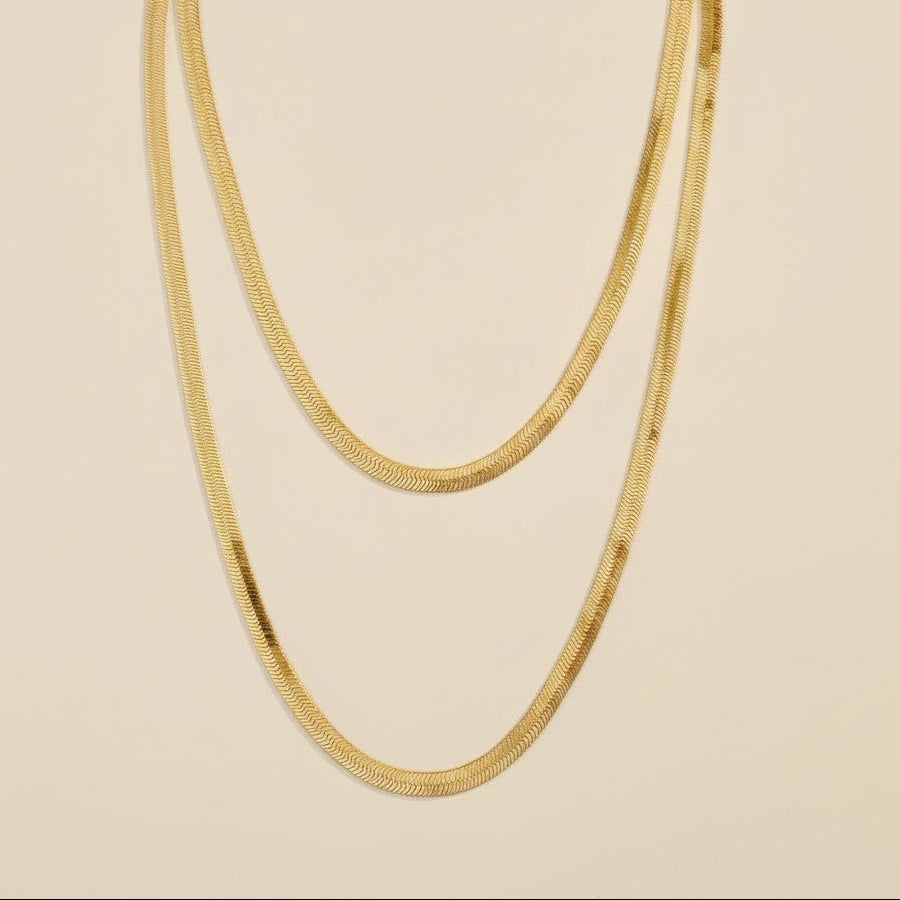 18k Gold Filled 6mm Herringbone Chain Necklace | Classic Fashion Statement