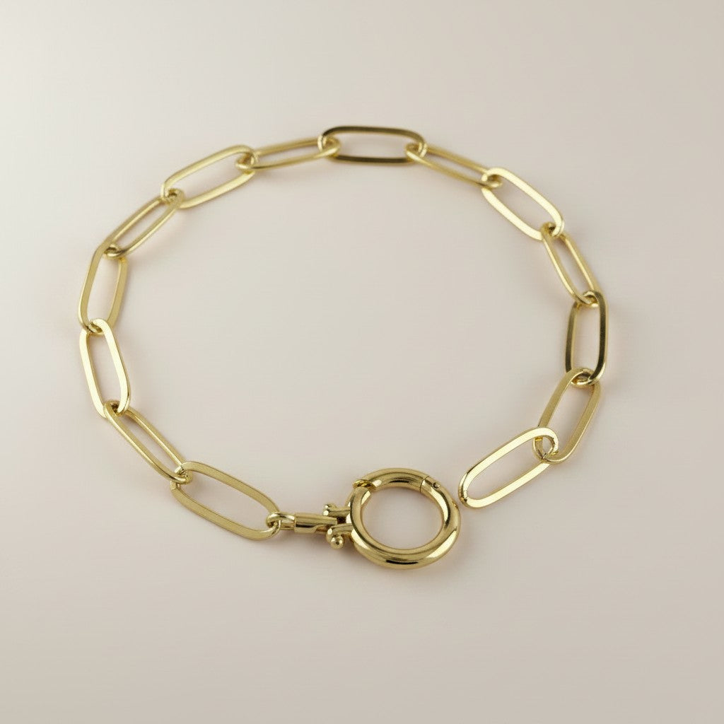 ✨ 18k Gold Filled Paperclip Bracelet with Clicker Clasp — The Chain You Know. A Clasp You've Never Seen on It.