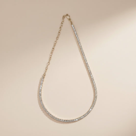 Dainty Tennis Necklace | 3mm CZ Tennis Chain | Minimalist Diamond Look Necklace | Layering Necklace