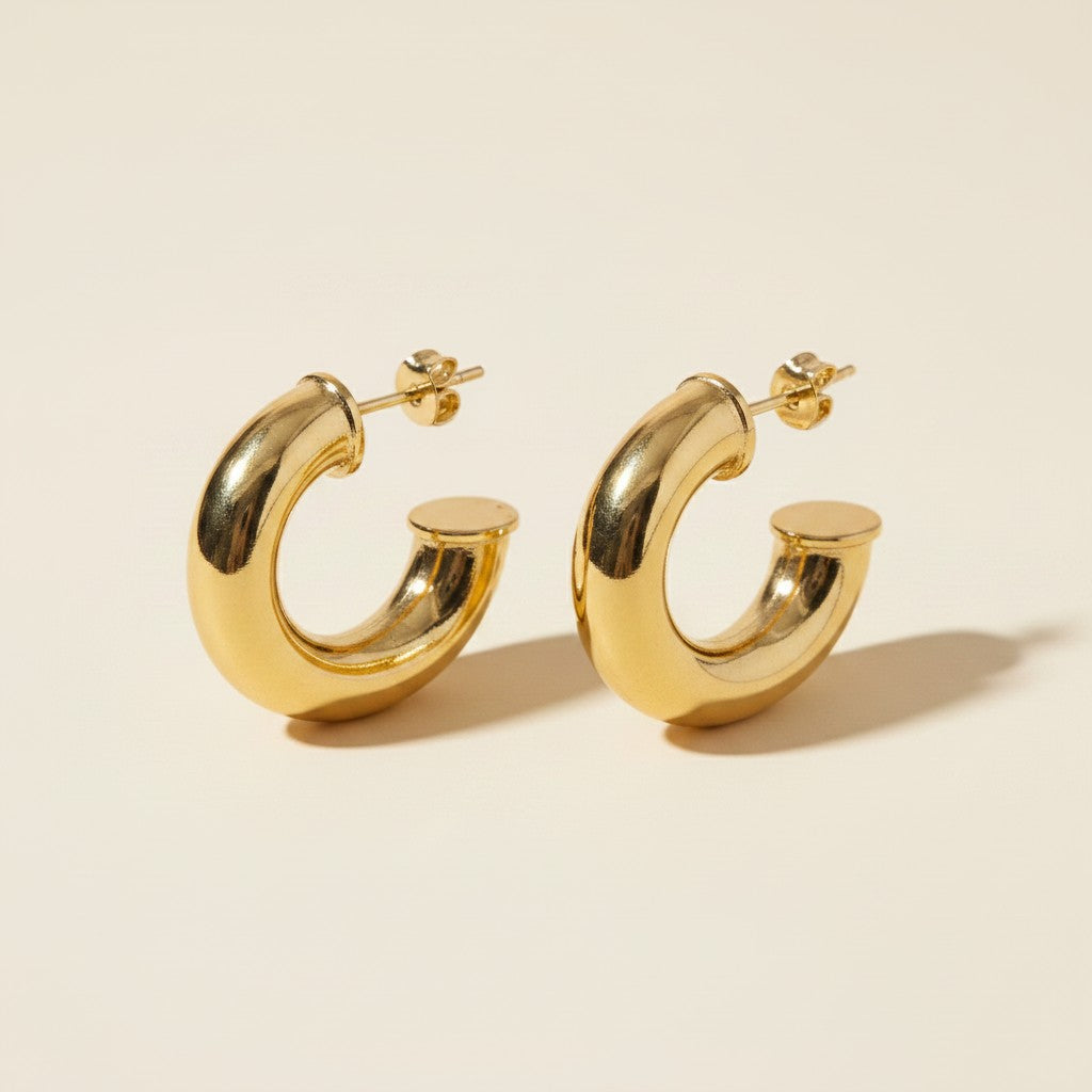 ✨ 18k Gold Filled Chubby C-Hoop Earrings — Thick. Bold. Impossible to Miss.
